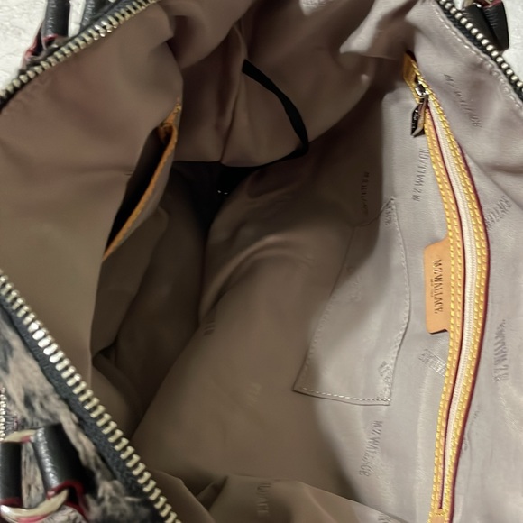 Leopard print with the feel of fur.MZ Wallace purse.Red trim with black handles. - Picture 6 of 7